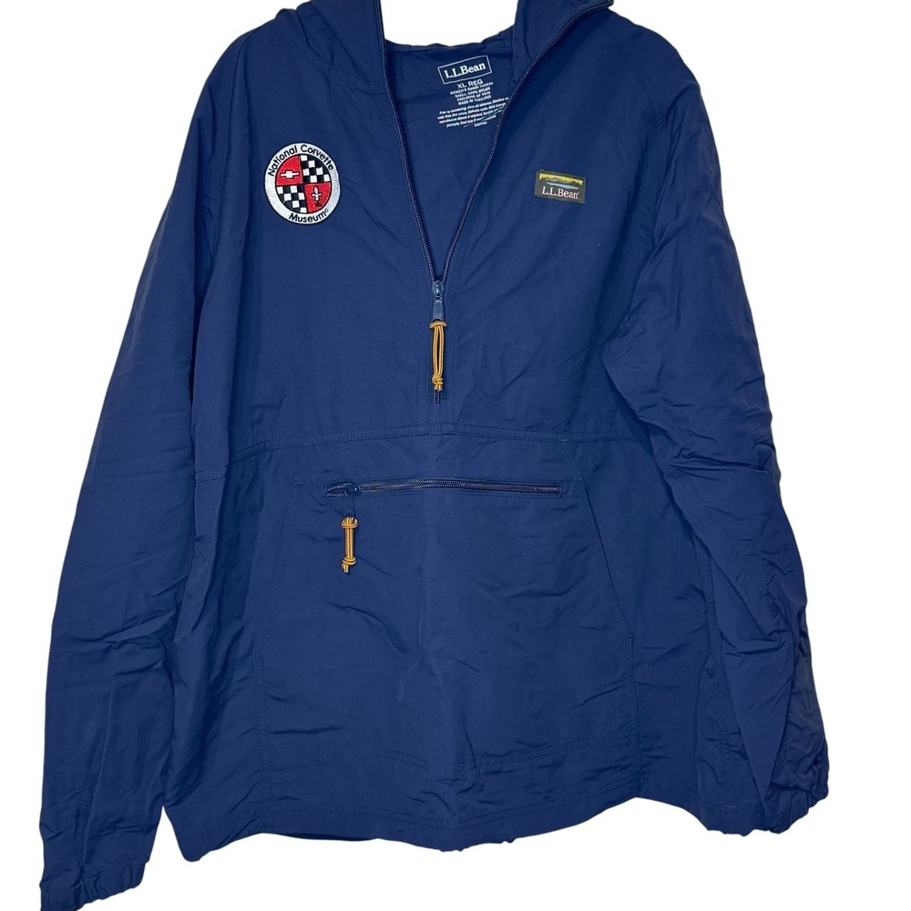 L.L. Bean Womens Jacket 1/2 Zip Hooded Windbreaker National Corvette Museum‎ XL